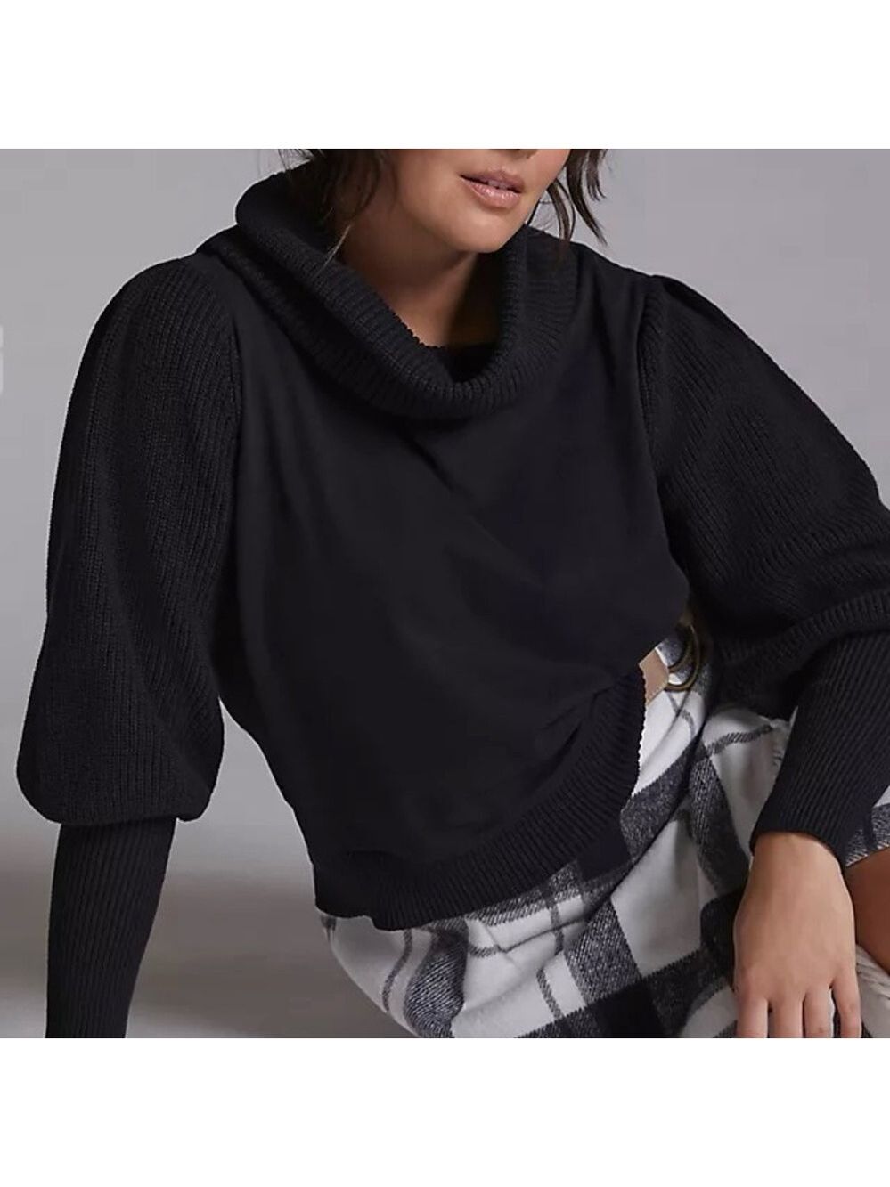 Anthropologie Dolan Left Coast Cowl Neck Pullover Black Size XS Petite